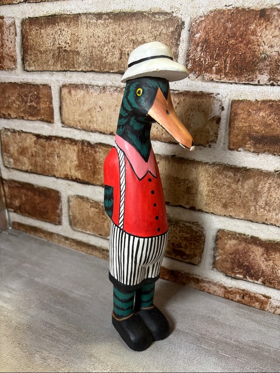 Duck Man Other - Duck Man Hand-Painted 10 Inch Decorative Duck Figurine in Red, Pink & Green